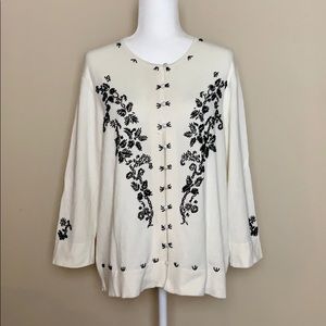 Pursuits Ltd. Button-Down Beaded Cardigan